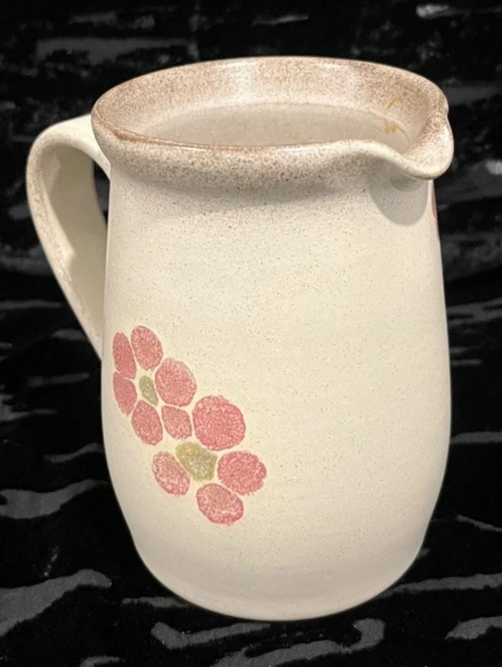 Vintage Denby Gypsy Stoneware England 1/2 Pint Creamer Pink/Cream Floral 1970s
